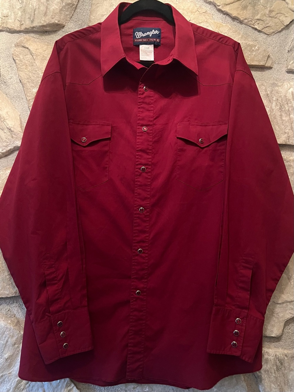 WRANGLER MEN'S RED SNAP WESTERN SHIRT XL